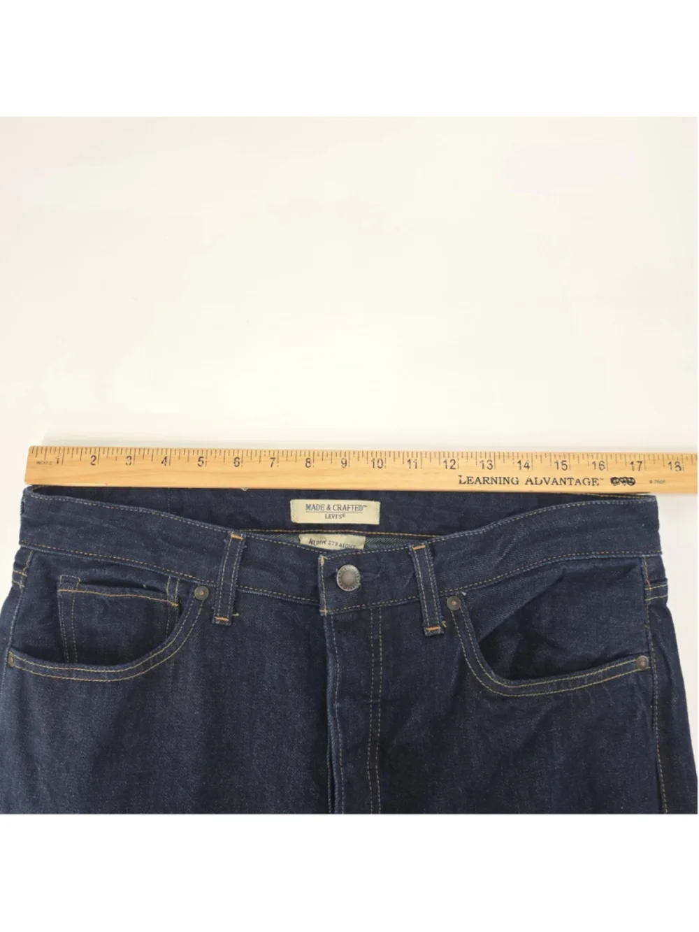 Levi's Made & Crafted Ruler Straight Jeans 34x32 Dark Indigo Button Fly 100%...